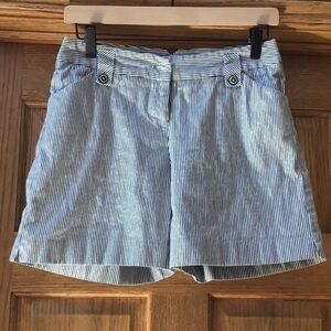 White House Black Market black and white striped with silver shorts. Women’s 2